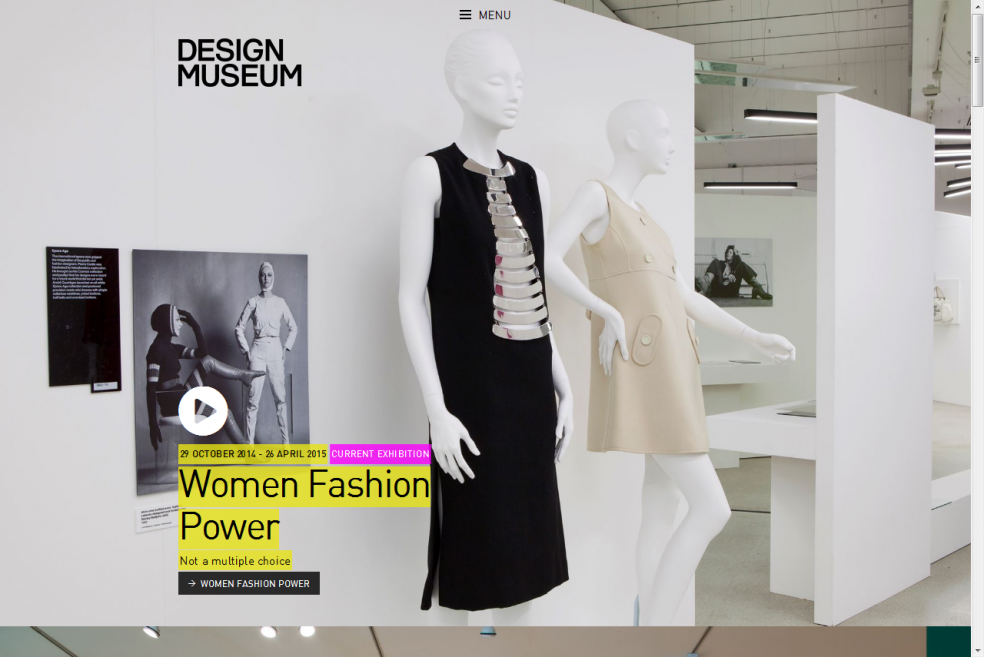 Design Museum homepage